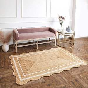 Alfombras y Tapetes de Yute Trenzado de Alta Calidad, Alfombra Rectangular de Yute Natural Tejida a Mano con Borde Festoneado a Precio Económico - Product Image 4