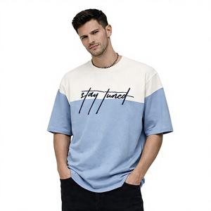 เสื้อยืดพิมพ์ลายกราฟิกสำหรับผู้ชาย สไตล์ลำลอง ทรงโอเวอร์ไซส์ ผ้าคอตตอนผสม แขนครึ่ง สีบล็อค สตรีทแวร์ คอกลม - Product Image 1