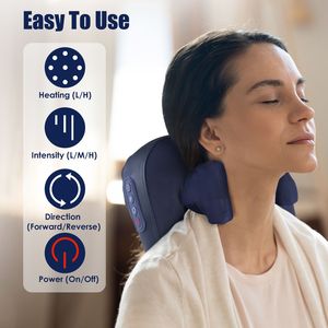Massaggiatore Shiatsu 4D Senza Fili con 6 Nodi, 2 Livelli di Riscaldamento, 3 Intensità e Timer Automatico per Collo e Schiena, in Pelle - Product Image 6