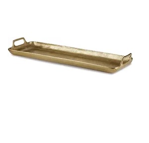 Plateau de service rectangulaire en laiton noir antique de qualité supérieure, motif floral, avec poignée, décoratif pour la maison - Product Image 3