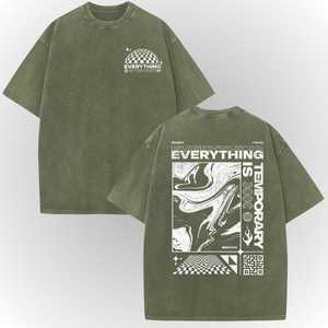 Camiseta Gráfica Oversize Vintage Marrón con Lavado Ácido Personalizada OEM/ODM - Camiseta Streetwear con la Frase 'Everything Is Temporary' - Product Image 3