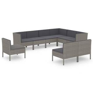 Conjunto de Muebles de Jardín de Ratán PE Gris 100% Poliéster con Acero con Recubrimiento en Polvo, Muebles de Exterior Premium - Product Image 2