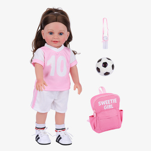Muñeca Reborn Babeside Doreen <span class=keywords><strong>de</strong></span> 16 Pulgadas, <span class=keywords><strong>de</strong></span> Vinilo, Niña con Cabello Largo Castaño, Traje <span class=keywords><strong>de</strong></span> Fútbol, Linda y Dulce, <span class=keywords><strong>Kit</strong></span> <span class=keywords><strong>de</strong></span> Regalo - Product Image 6