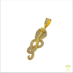 Colgante de serpiente hecho a mano con diseño de animal con incrustaciones de diamantes y piedras de moissanita VVS - Product Image 4