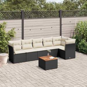 Black And Cream Garden <b>Sofa</b> <b>Set</b> With Cushions Outdoor Furniture UV Resistant PE Rattan Contemporary Design Waterproof - Product Image 1