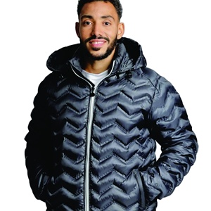 Lightweight Men's Waterproof Breathable V-neck Puffer Jacket <b>Covered</b> <b>Button</b> Closure Black Winter Streetwear Casual Outerwear - Product Image 1