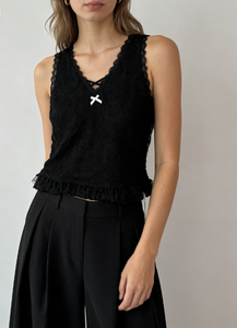 Camisola Corta Sexy de Encaje Negro para Mujer, con Cuello Halter, Transpirable, sin Mangas, Ajustada - Product Image 5