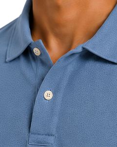 Sky Blue Men Polo Shirt Short Sleeve Cotton Pique Fabric Casual Jacquard Pattern Turn <b>Down</b> Collar Luxury Summer Customized - Product Image 5