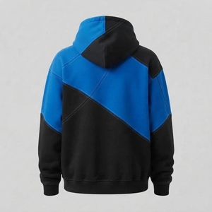 <b>Mens</b> <b>Black</b> Blue Solid 100% Cotton <b>Fleece</b> Hoodie Custom Logo Streetwear Pullover Casual Winter Hooded Top - Product Image 3
