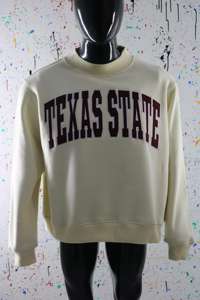 Sudadera TEXAS STATE CREAM con Cuello Alto, 100% Marrón, Apliques Bordados, Sudadera de Cuello Ancho, URBAN PRODUCTIONS - Product Image 4