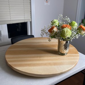Round Wooden Lazy Susan Plate Minimalist Design Decorative Serving Tray for <b>Table</b> Centerpiece Display - Product Image 1