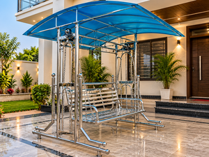 Columpio de Jardín de 3 Plazas para Exteriores con Toldo, Estructura Metálica, Asiento de Columpio Independiente para Patio, Jardín, Terraza, Hogar - Product Image 1