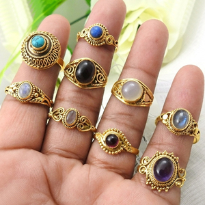 แหวนเงินแท้ 925 ดีไซน์โบราณ ประดับพลอยธรรมชาติ ทำมือ สไตล์โบฮีเมียน ชุดแหวนวินเทจ เครื่องประดับสำหรับผู้หญิง - Product Image 2