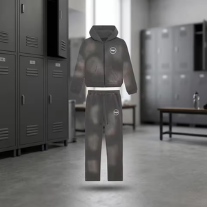 Ensemble de survêtement en molleton orange pour homme, sweat-shirt à capuche et pantalon de jogging, deux pièces, vêtements de sport d'hiver - Product Image 5