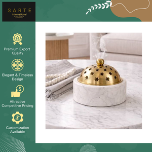 Quemador de Incienso de Latón Dorado de Lujo, Hecho a Mano, Ecológico, con Tapa de Corte Estrellado, Decoración Moderna para Mesa de Centro, Primavera - Product Image 3