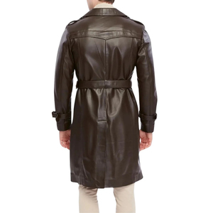 Abrigo de Cuero Genuino Personalizable de Lujo para Hombre - Abrigo de Invierno Elegante y Formal para Empresas, Corte Entallado, con Botones de Cuerno - Product Image 3
