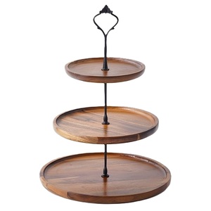 High Selling Modern Wooden 3-Tiers Cake Stand with Raised Platform for <b>Displaying</b> Cakes Pastries Fruit Dessert Oven Safe - Product Image 2