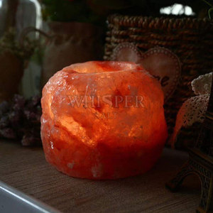 Portavelas de Sal de Roca Tallado a Mano, Forma Natural, Estilo Moderno, Pakistán, Brillo Natural Cálido, Decoración para el Hogar - Product Image 5