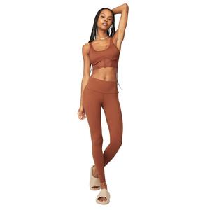 Ensemble de sport 2 pièces pour femme, couleur unie, soutien-gorge de sport en maille, leggings taille haute, coupe ajustée, respirant, ensemble de vêtements de sport - Product Image 1