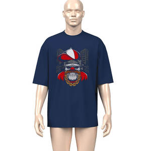 T-shirt en coton 300 GSM épais, tricoté, anti-boulochage, coupe oversize, col rond, délavé à l'acide, style streetwear hip-hop, personnalisable DTG pour homme - Product Image 1