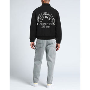 Meilleure qualité hommes Baseball Varsity vestes 100% coton Premium tissu Street Style côtelé tricot col avant broderie culture - Product Image 3