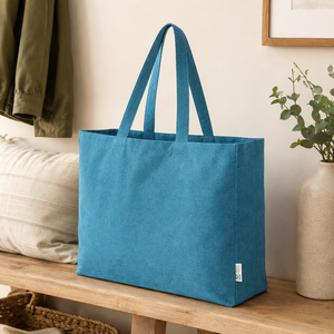 Sac fourre-tout en coton recyclé avec poche intérieure, 220 GSM, grand sac de shopping, logo personnalisé, vente en gros, OEM, ODM, fabricant en vrac, exportateur - Product Image 6