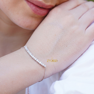 Bracelet tennis classique en or avec diamants, plaqué argent sterling, diamants de laboratoire, cadeau élégant et luxueux pour femme, pour mariage ou soirée - Product Image 6