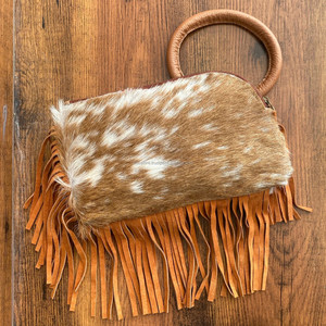 กระเป๋าคลัทช์ทรงซองจดหมายหนังวัวสำหรับผู้หญิงกระเป๋าเงินหนังแท้แบบมีพู่สินค้าใหม่ - Product Image 2