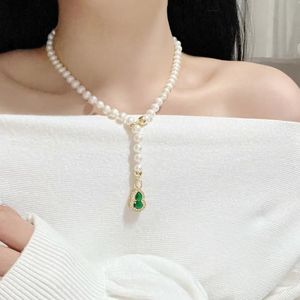 Collier long en perles non nucléaires Hulunbutton, environ 50 cm de long, avec chaîne facile à attacher, 7-8 mm - Product Image 1