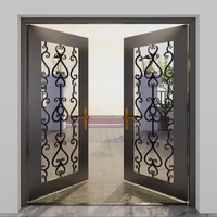 Puerta de Seguridad de Acero de Lujo con Diseño de Entrada de Hierro Forjado y Cerradura de Acero Inoxidable para Proyectos de Villas Modernas
