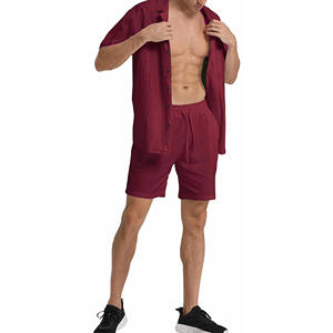 Traje de verano de dos piezas para hombre/mujer con cuello abotonado, fácil de llevar, tela suave, elástica y transpirable, con pantalones cortos. - Product Image 3
