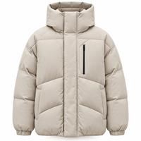 Blouson matelassé streetwear pour homme, col montant, fermeture éclair, coupe-vent, hiver, décontracté, coupe ample, rembourrage en polyester, devant régulier