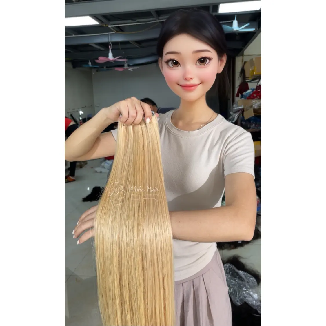 Article en vente chaude couleur blonde haut de gamme miroir os droit belles perruques extensions de cheveux bruts non transformés perruques sans colle