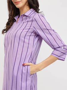 Kurta violet à col en V brodé de fleurs avec manches trois quarts et pantalon palazzo assorti, ensemble décontracté pour tous les jours pour femmes - Product Image 5