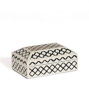 Luxury Bone Inlay <b>Hinged</b> Rectangular <b>Storage</b> <b>Box</b> for Tableware Large Capacity with <b>Lid</b> - Product Image 1