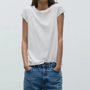 High Quality Short Sleeve Round Neck Solid Color Blank T-Shirt for Women Plain Cotton T Shirt Women Casual T-shirt - Product Image 3