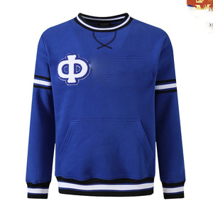 เสื้อสเวตเชิ้ตคอกลมสีดำลายปักตัวเลข 14 ของ Phi Beta Sigma พร้อมแถบสีขาว กระเป๋าหน้า ทรงปกติ สวมใส่สบาย - Product Image 2