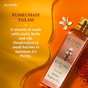 Aceite Herbal Auravedic Kumkumadi y Aceite Corporal y Facial Tailam 100ml Corrector de Manchas Oscuras para una Piel Radiante - Product Image 5