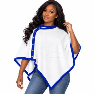Poncho Blanco con Logotipo Personalizado de la Hermandad de la Hermandad Femenina Cosh International, Capucha, Chal, Poncho de Punto Transpirable - Product Image 3
