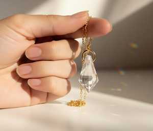 Natural Crystal Dainty Bohemia <b>Pendant</b> Necklace Gold Plated Customizable Finish 24mm Wholesale April <b>Birthstone</b> Jewelry Gift - Product Image 3