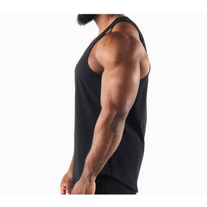 Camisetas sin mangas para hombre, casuales, acanaladas, de algodón, para gimnasio, fitness, correr, transpirables, de color liso, con logo personalizado - Product Image 5