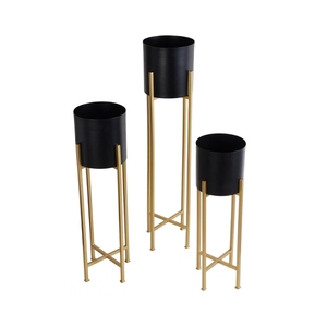 Jardinières sur pied modernes en métal noir et or de qualité supérieure (lot de 3) – Présentoir haut de gamme pour plantes d'intérieur pour la maison moderne. - Product Image 2