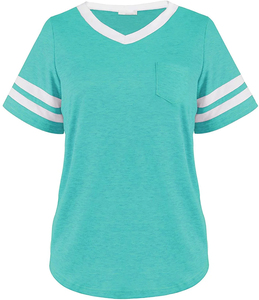 Wholesale High Quality Women Summer Tops Tee Shirts Casual Outdoor Fashion Clothing Short Sleeve Striped <b>Tshirts</b> - Product Image 3