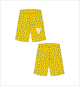 Short de bain décontracté pour homme, imprimé pois jaunes et bleus, taille élastique, séchage rapide - Product Image 1