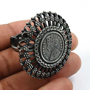 Victoria Empress <b>Silver</b> Coin Handmade Bohemian <b>Ring</b> Made From 925 Solid Sterling <b>Silver</b> Artisan Jewelry With <b>Adjustable</b> Design - Product Image 4