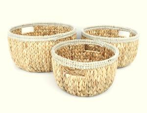 Natural Nesting Handmade Water Hyacinth <b>Basket</b> High Quality Decorative Eco-friendly <b>Laundry</b> <b>Basket</b> For Home Organization - Product Image 3