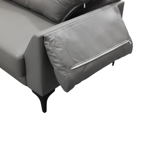 Modern Minimalist 3 Seater Grey Leather <b>Sofa</b> for Living Room Furniture - Product Image 6