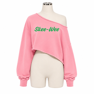 Großhandel Griechisches Alpha |   Kapa |   Alpha |   Sorority Clothing Damen-Sweatshirt-Oberteil mit asymmetrischem, schulterfreiem Schnitt und Stickerei - Product Image 5