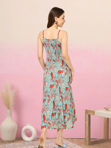 Ropa Étnica India con Estampado Floral, Estilo Casual Elegante para el Verano, 100% Algodón, Tela Ligera, Ajuste Cómodo, Reciclada - Product Image 6