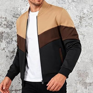 Mens Lightweight Casual Bomber <b>Jacket</b> Stylish Color Block Varsity Coat Comfortable Everyday Wear Trendy Streetwear <b>Zip</b> <b>Up</b> <b>Jacket</b> - Product Image 3